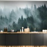  Фотообои Туман в лесу Артикул 36599 на заказ по своим размерам от ТМ Walldeco в интерьере. Вариант 3