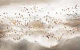 Фотообои Стая птиц в горах Артикул u93537 на заказ по своим размерам от ТМ Walldeco в интерьере. Вариант 2