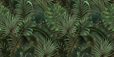  Фотообои Тропический рисунок с тропической зеленой пальмой, банановыми листьями Артикул u94341 на заказ по своим размерам от ТМ Walldeco в интерьере. Вариант 1