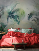  Фотообои Тропические джунгли с пальмами Артикул u94632 на заказ по своим размерам от ТМ Walldeco в интерьере. Вариант 