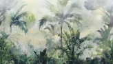  Фотообои Тропические джунгли с пальмами Артикул u94632 на заказ по своим размерам от ТМ Walldeco в интерьере. Вариант 1