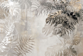  Фотообои Дизайн тропических листьев с гранжевой текстурой Артикул u94647 на заказ по своим размерам от ТМ Walldeco в интерьере. Вариант 1