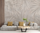  Фотообои Листья на пастельном фоне Артикул u95013 на заказ по своим размерам от ТМ Walldeco в интерьере. Вариант 2