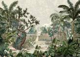  Фотообои Джунгли с рекой и пальмами Артикул u95915 на заказ по своим размерам от ТМ Walldeco в интерьере. Вариант 4