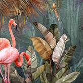  Фотообои Фламинго в тропическом лесу Артикул 54168 на заказ по своим размерам от ТМ Walldeco в интерьере. Вариант 5