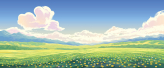  Фотообои Пейзаж цветущей поляной с одуванчиками Артикул u94324 на заказ по своим размерам от ТМ Walldeco в интерьере. Вариант 3