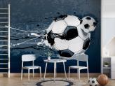  Фотообои Футбольный мяч на фоне в стиле граффити Артикул u95009 на заказ по своим размерам от ТМ Walldeco в интерьере. Вариант 
