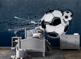  Фотообои Футбольный мяч на фоне в стиле граффити Артикул u95009 на заказ по своим размерам от ТМ Walldeco в интерьере. Вариант 1