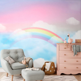  Фотообои Фэнтези волшебный пейзаж радуга на небе Артикул u95094 на заказ по своим размерам от ТМ Walldeco в интерьере. Вариант 