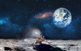 Фотообои Земля с луны Артикул dec_4933 на заказ по своим размерам от ТМ Walldeco в интерьере. Вариант 