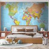  Фотообои Карта мира Артикул 33464 на заказ по своим размерам от ТМ Walldeco в интерьере. Вариант 3