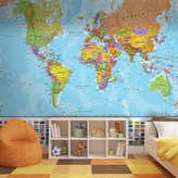 Фотообои Карта мира Артикул 33464 на заказ по своим размерам от ТМ Walldeco в интерьере. Вариант 4