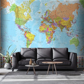  Фотообои Карта мира Артикул 33464 на заказ по своим размерам от ТМ Walldeco в интерьере. Вариант 6