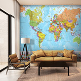  Фотообои Карта мира Артикул 33464 на заказ по своим размерам от ТМ Walldeco в интерьере. Вариант 7