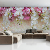  Фотообои Белые и розовые цветы Артикул 29513 на заказ по своим размерам от ТМ Walldeco в интерьере. Вариант 