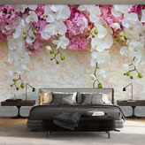  Фотообои Белые и розовые цветы Артикул 29513 на заказ по своим размерам от ТМ Walldeco в интерьере. Вариант 3