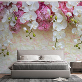  Фотообои Белые и розовые цветы Артикул 29513 на заказ по своим размерам от ТМ Walldeco в интерьере. Вариант 5