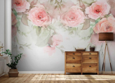 Фотообои Розовые акварельные розы Артикул u34659 на заказ по своим размерам от ТМ Walldeco в интерьере. Вариант 3