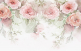  Фотообои Розовые акварельные розы Артикул u34659 на заказ по своим размерам от ТМ Walldeco в интерьере. Вариант 6