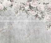  Фотообои Белые винтажные цветы и бетонный фон Артикул u94652 на заказ по своим размерам от ТМ Walldeco в интерьере. Вариант 1