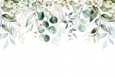 Фотообои Иллюстрация с зелеными золотыми листьями и ветвями Артикул u96068 на заказ по своим размерам от ТМ Walldeco в интерьере. Вариант 1