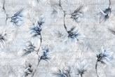  Фотообои Голубые цветы на винтажном фоне с буквами Артикул u96735 на заказ по своим размерам от ТМ Walldeco в интерьере. Вариант 1