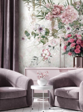  Фотообои Винтажные цветы на мраморной стене Артикул u97046 на заказ по своим размерам от ТМ Walldeco в интерьере. Вариант 