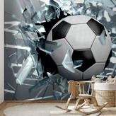  Фотообои Футбольный мяч в окне Артикул 22489 на заказ по своим размерам от ТМ Walldeco в интерьере. Вариант 2