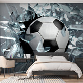  Фотообои Футбольный мяч в окне Артикул 22489 на заказ по своим размерам от ТМ Walldeco в интерьере. Вариант 3