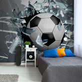  Фотообои Футбольный мяч в окне Артикул 22489 на заказ по своим размерам от ТМ Walldeco в интерьере. Вариант 4