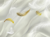  Фотообои Желтые и белые перья Артикул dec_5015 на заказ по своим размерам от ТМ Walldeco в интерьере. Вариант 