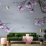  Фотообои Фиолетовое цветение Артикул dec_9200 на заказ по своим размерам от ТМ Walldeco в интерьере. Вариант 6