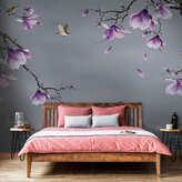  Фотообои Фиолетовое цветение Артикул dec_9200 на заказ по своим размерам от ТМ Walldeco в интерьере. Вариант 7