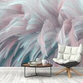  Фотообои Розово-голубые перья Артикул shut_1373 на заказ по своим размерам от ТМ Walldeco в интерьере. Вариант 5