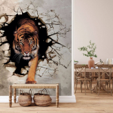  Фотообои 3D тигр Артикул u97031 на заказ по своим размерам от ТМ Walldeco в интерьере. Вариант 