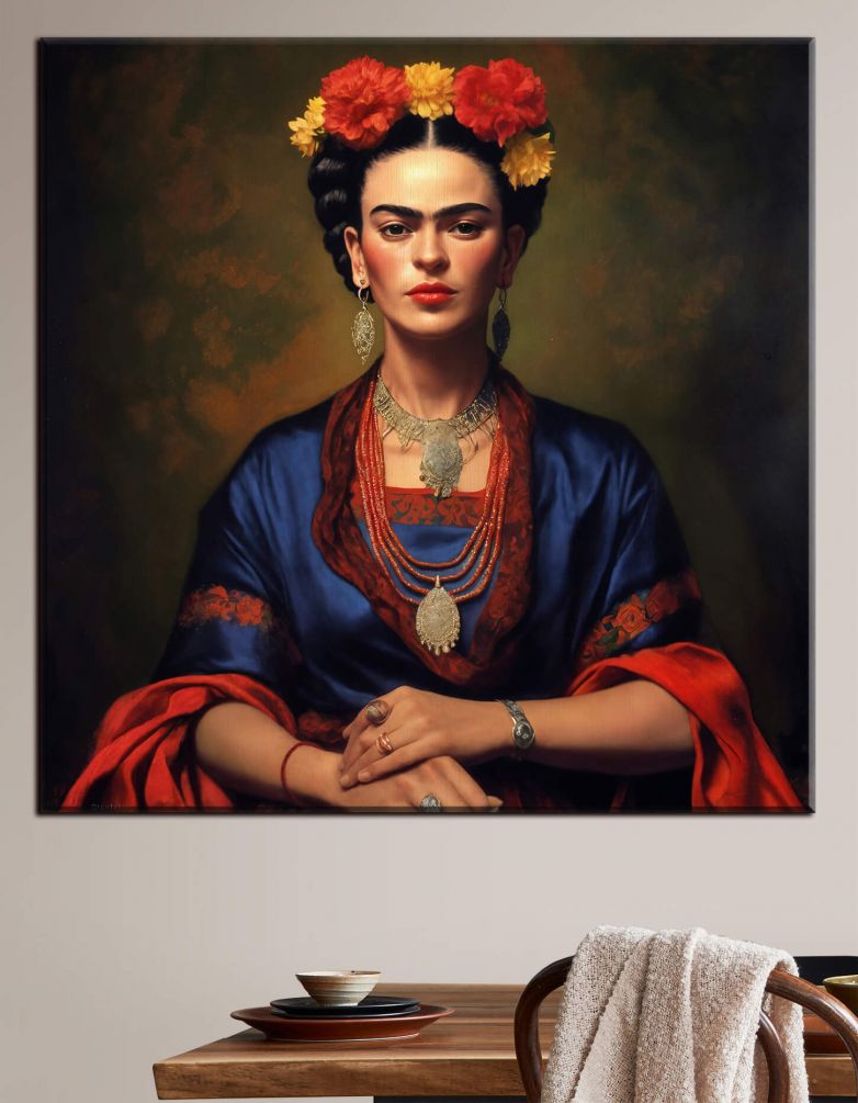 Картина Фрида Кало в синем платье Артикул s32866, купить картину на холсте ТМ Walldeco