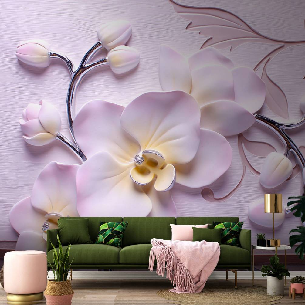 Фотошпалери 3d візерунок: рожеві орхідеї Артикул dec-2108, купити фотошпалери на стіну ТМ Walldeco