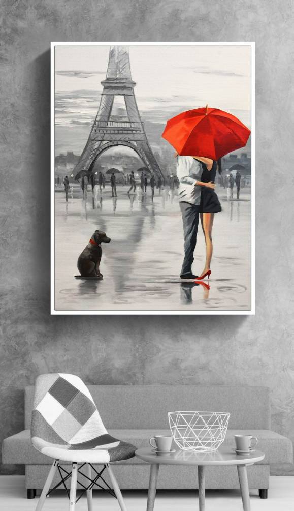 Картина Пара под зонтом Артикул dca_00003730, купить картину на холсте ТМ Walldeco