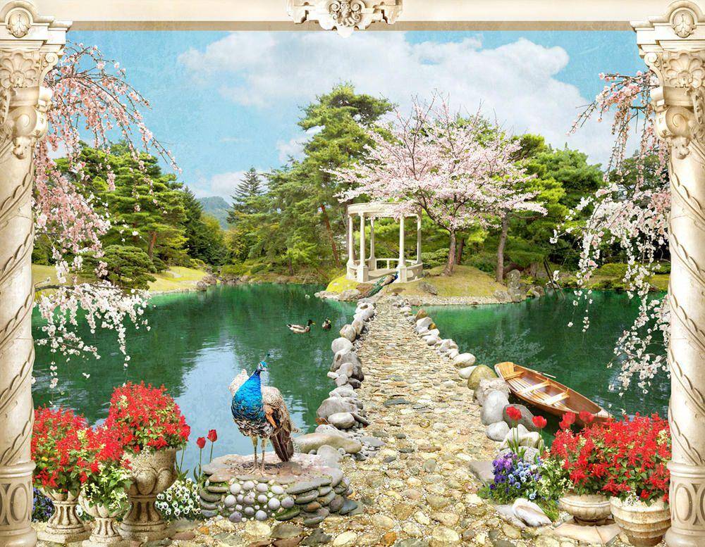 Фотообои Цветущий сад Артикул bur-206, купить фотообои на стену ТМ Walldeco