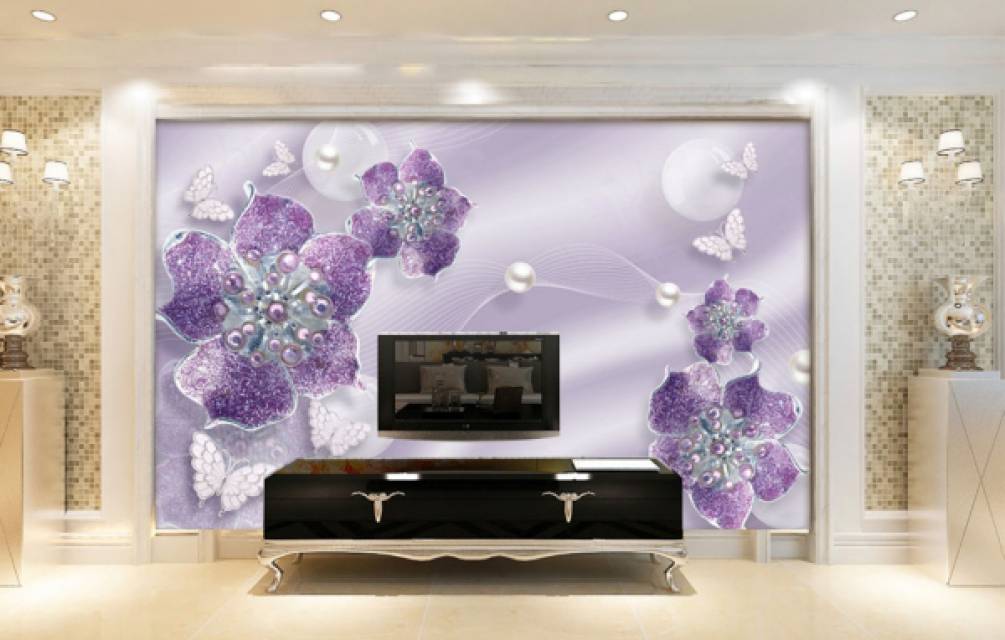 Фотообои Фиолетовые цветы Артикул dec_5155, купить фотообои на стену ТМ Walldeco