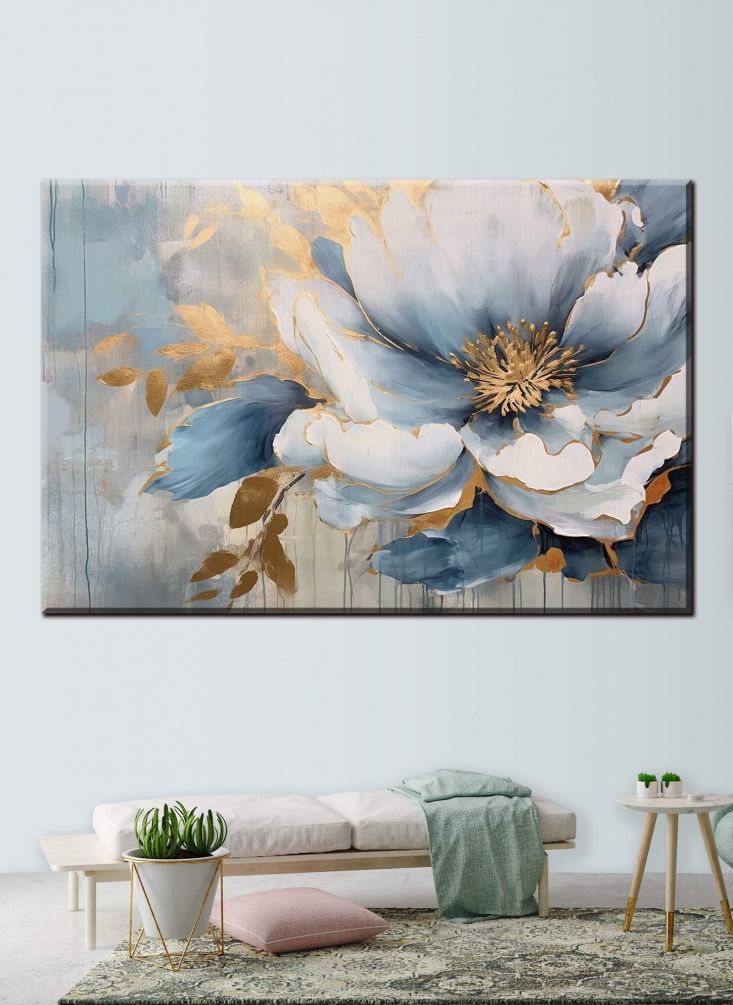 Картина Крупный акварельный цветок голубого цвета Артикул s35382, купить картину на холсте ТМ Walldeco