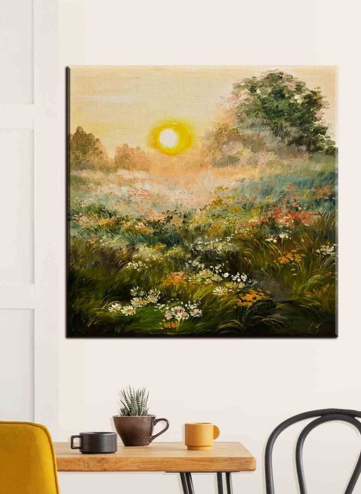 Картина Картина маслом - восход солнца в поле Артикул s34612, купить картину на холсте ТМ Walldeco