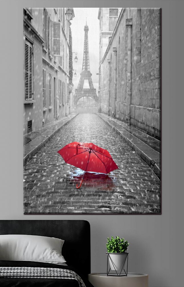 Картина Вид на Эйфелеву башню с улицы Парижа Артикул s33713, купить картину на холсте ТМ Walldeco