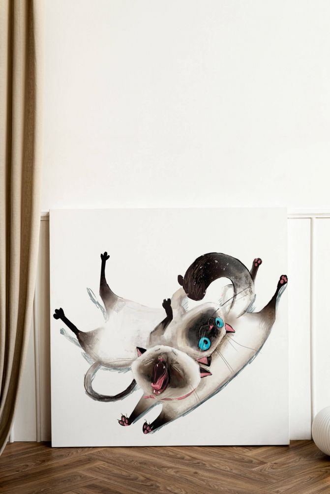 Картина Два сиамских котика Артикул s34990, купить картину на холсте ТМ Walldeco