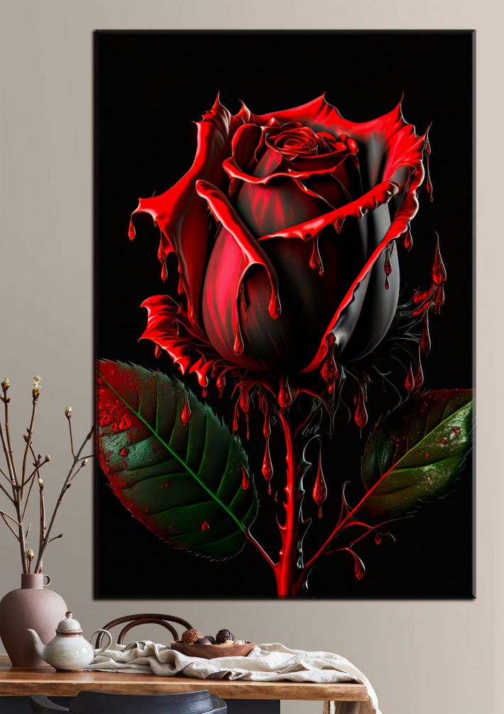 Картина Готическая кровавая роза Артикул s33709, купить картину на холсте ТМ Walldeco