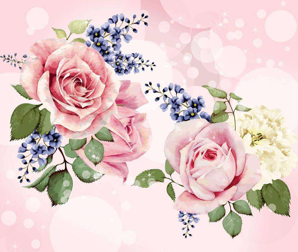 Фотообои Розовые винтажные розы Артикул 29810, купить фотообои на стену ТМ Walldeco