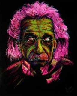 Картины Эйнштейн с розовыми волосами