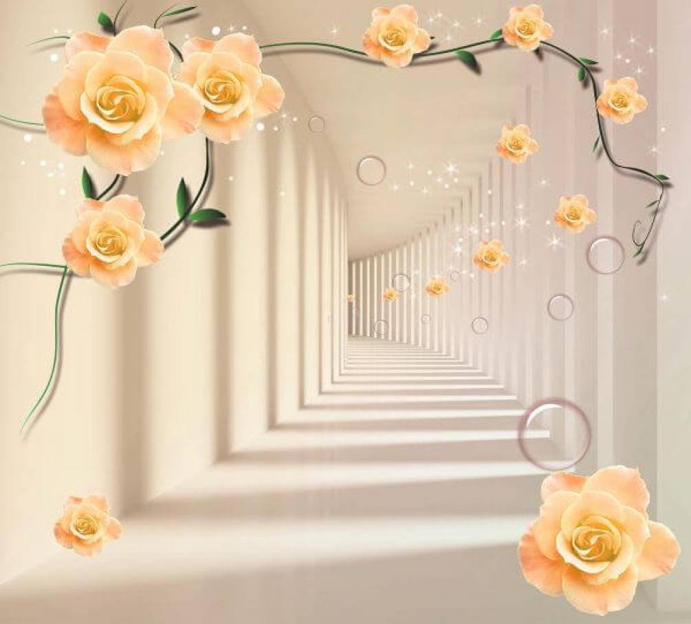 Фотообои Туннель с оранжевыми розами Артикул 28817_2, купить фотообои на стену ТМ Walldeco