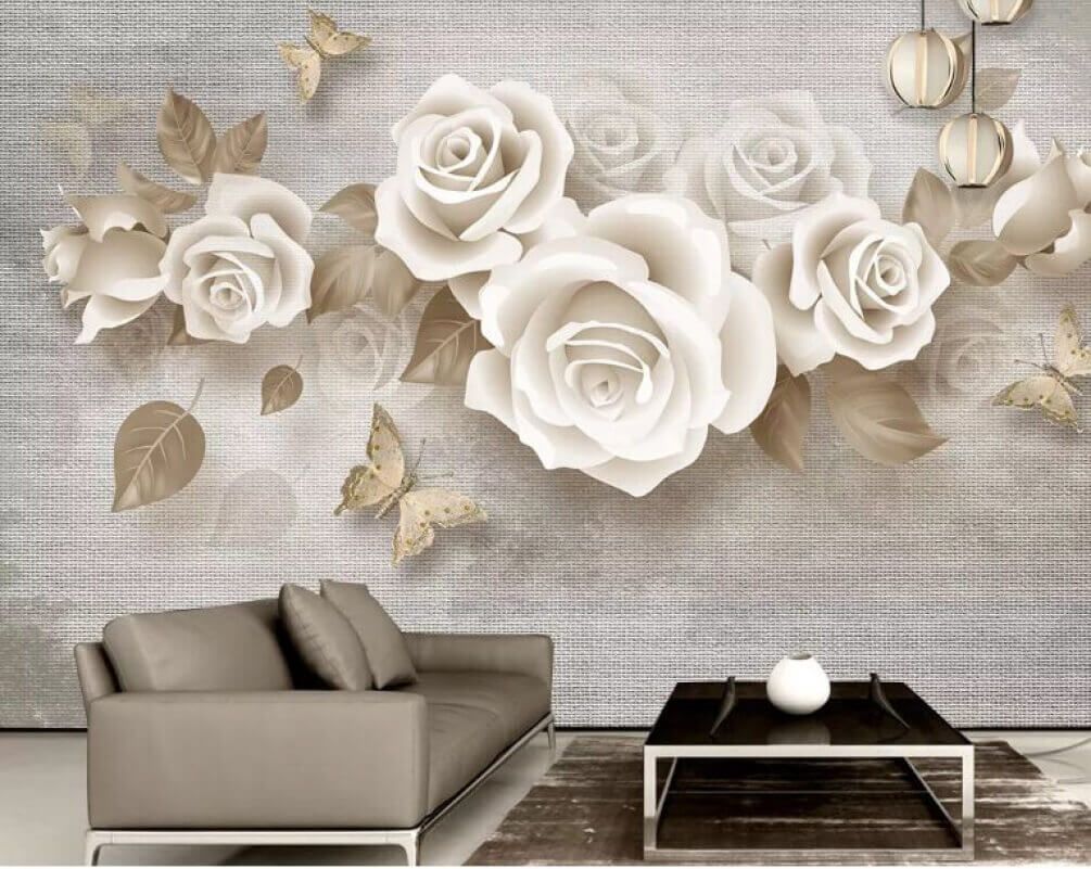 Фотообои Белые глянцевые розы Артикул u24920, купить фотообои на стену ТМ Walldeco