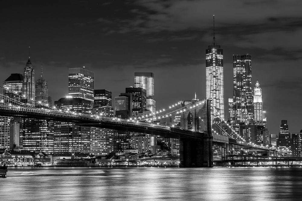 Фотообои Черно-белый ночной Нью-Йорк Артикул 13244, купить фотообои на стену ТМ Walldeco